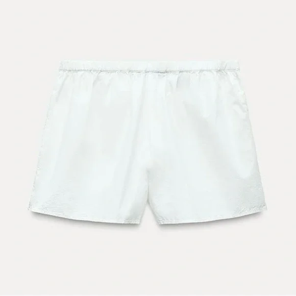 Zara White Elastic Mid waist Shorts - Picture 6 of 7